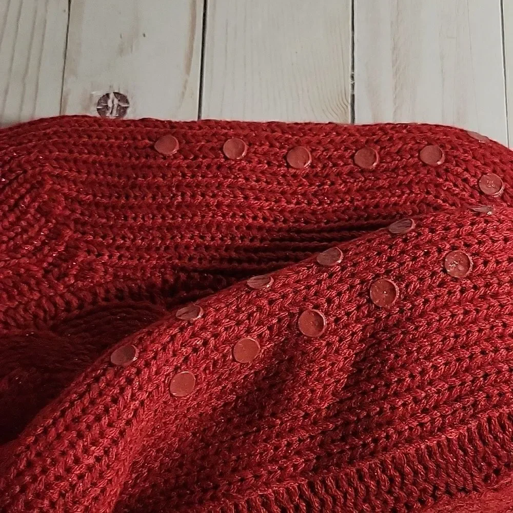 Soma Red Cable Knit Fleece inside Cabin Socks NWT L XL